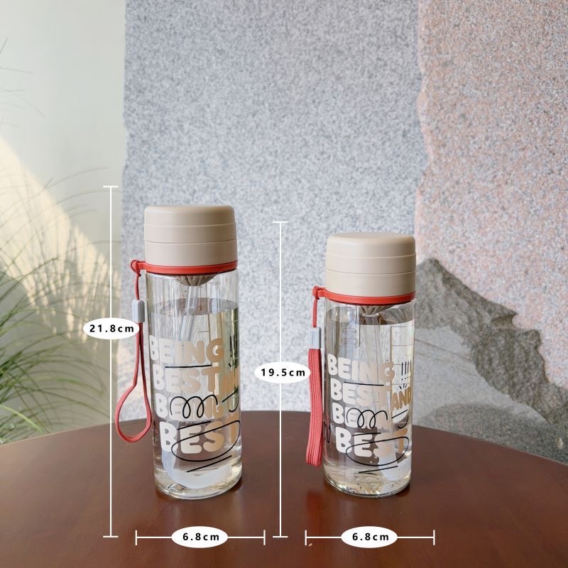 Summer high appearance level women's double drinking cups with straws, simple and portable plastic water cups for male students' campus sports and outdoor activities Specification image