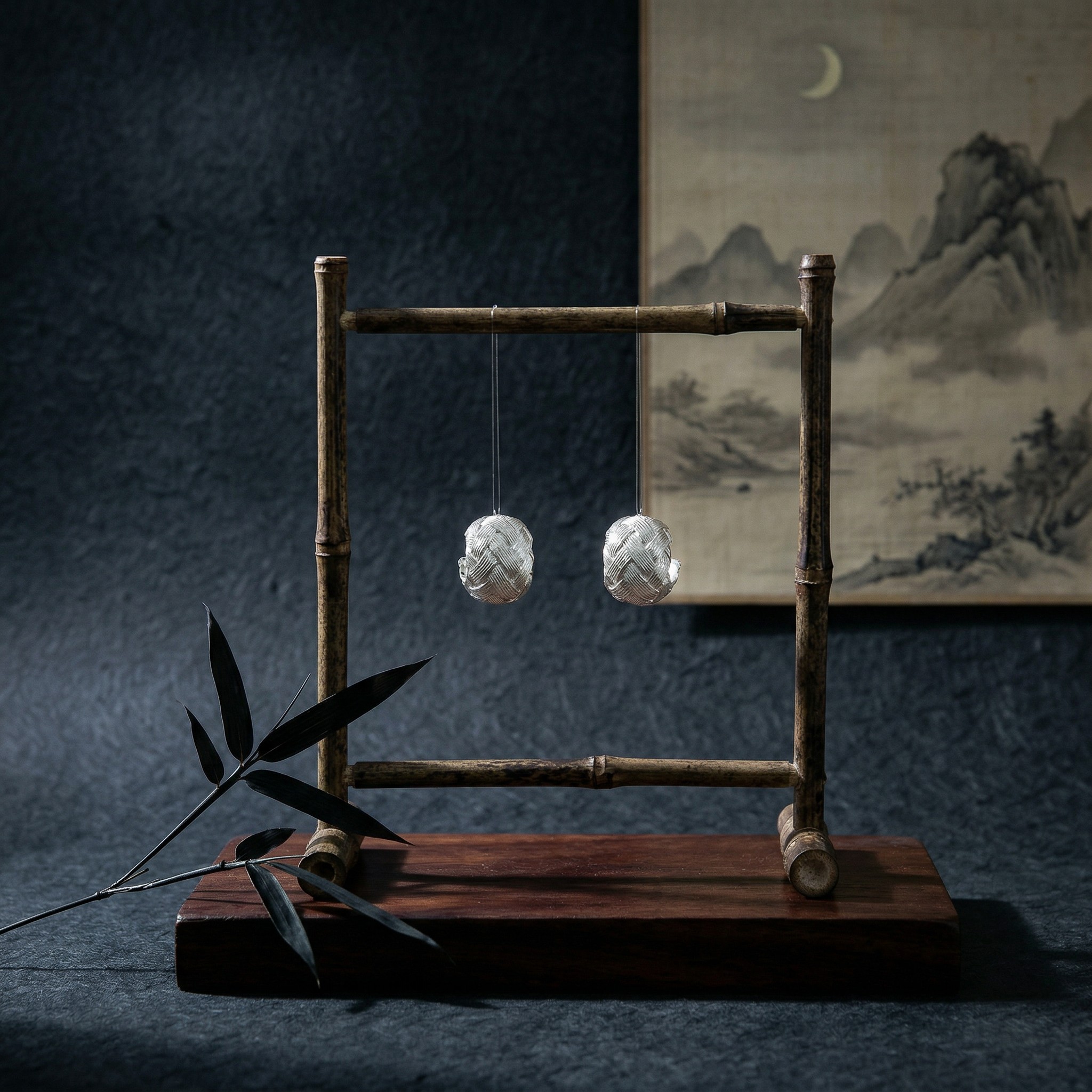 "Zhi Yue Qing Hui Three-dimensional Half-moon shell-shaped earrings in 925 sterling silver precision craftsmanship.