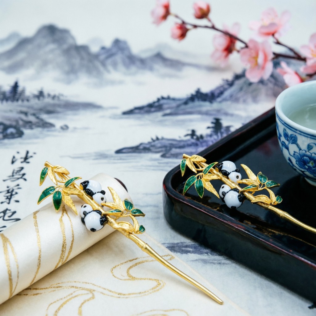 S925 Bamboo Charm Mengrui Hairpin, Hairpin, Hairpin, and ancient Style Jewelry for Women