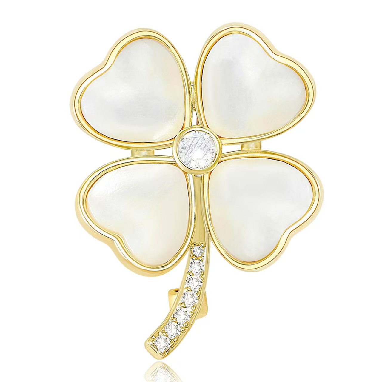 韩版高档幸运四叶草胸针 时尚装饰配件西装精致天然贝母胸花饰品