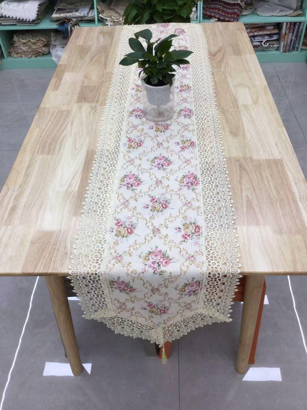 花卉图案茶旗床旗编织杯垫流苏桌布库存床旗流苏桌布库存