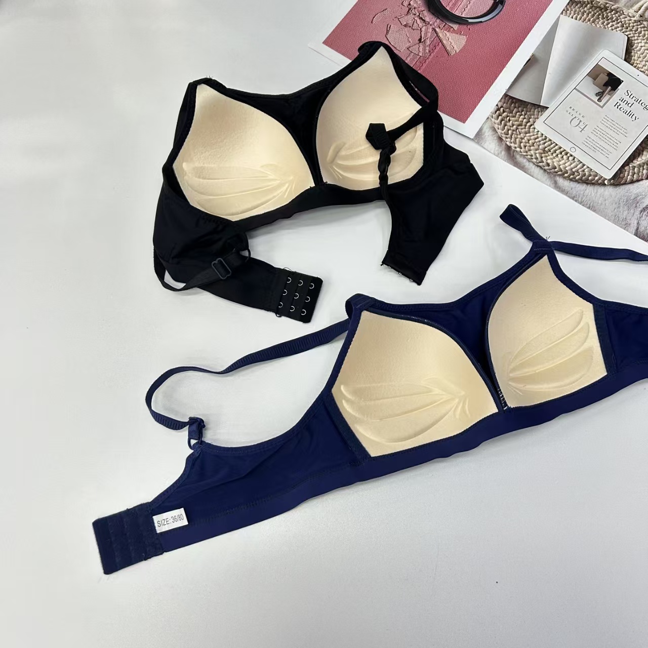 FCM-333# Women's Bra Export Bra, Women's anti-exposure Bra, swimming cloth bra, Large bust, Small Look, Gathering and retracting breasts, no underwire bra, Women's bra Set QNI Specification drawing