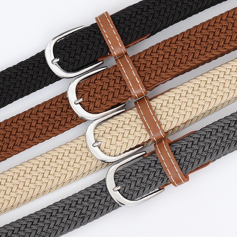 The popular canvas belts on the Internet, women's elastic woven elastic belt, men's and women's Korean version needle-buckle student thin belt Application Scenario