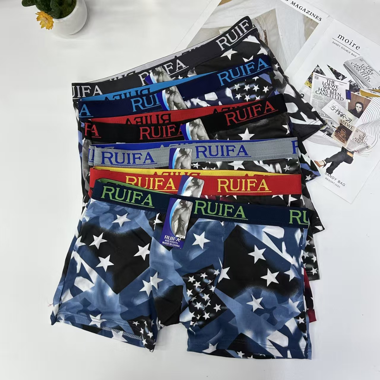 DD-0071-8# Men's underwear for export to the Middle East and Africa, five-pointed star irregular printed briefs, QNI Specification drawing