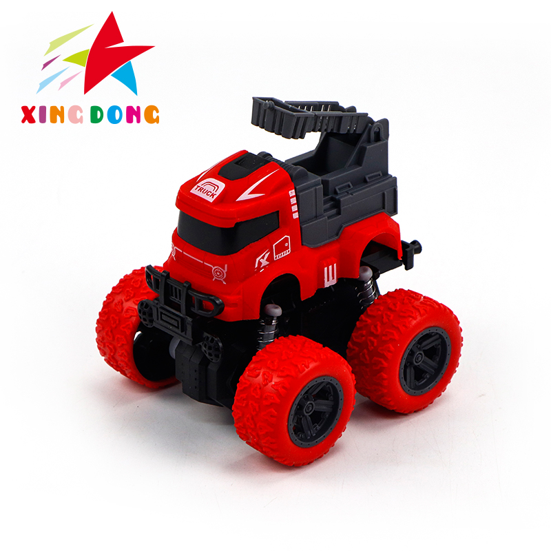 儿童玩具双惯性四驱弹簧车 特技消防车系列 滑行车地摊玩具