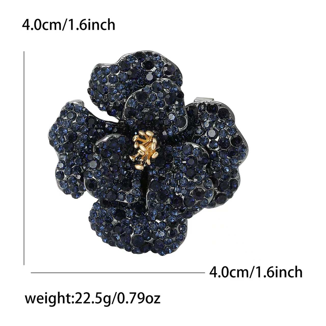 New retro heavy industry alloy full diamond peony flower brooch, exquisite and elegant women's clothing brooch accessory pin Specification image