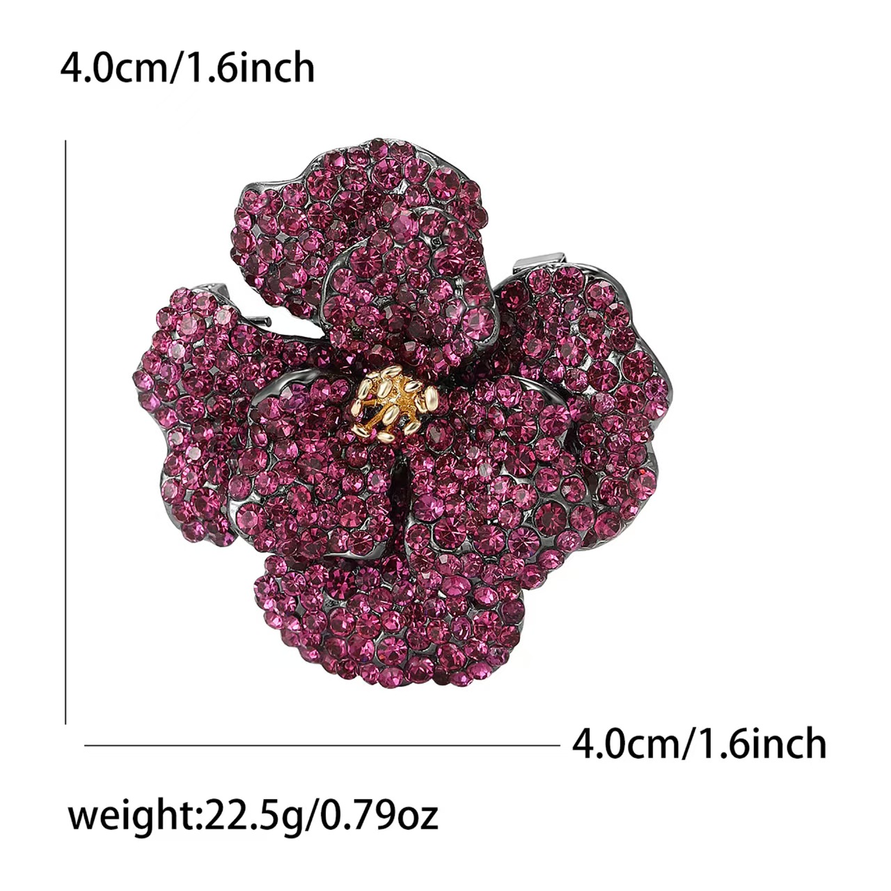 New retro heavy industry alloy full diamond peony flower brooch, exquisite and elegant women's clothing brooch accessory pin details Picture