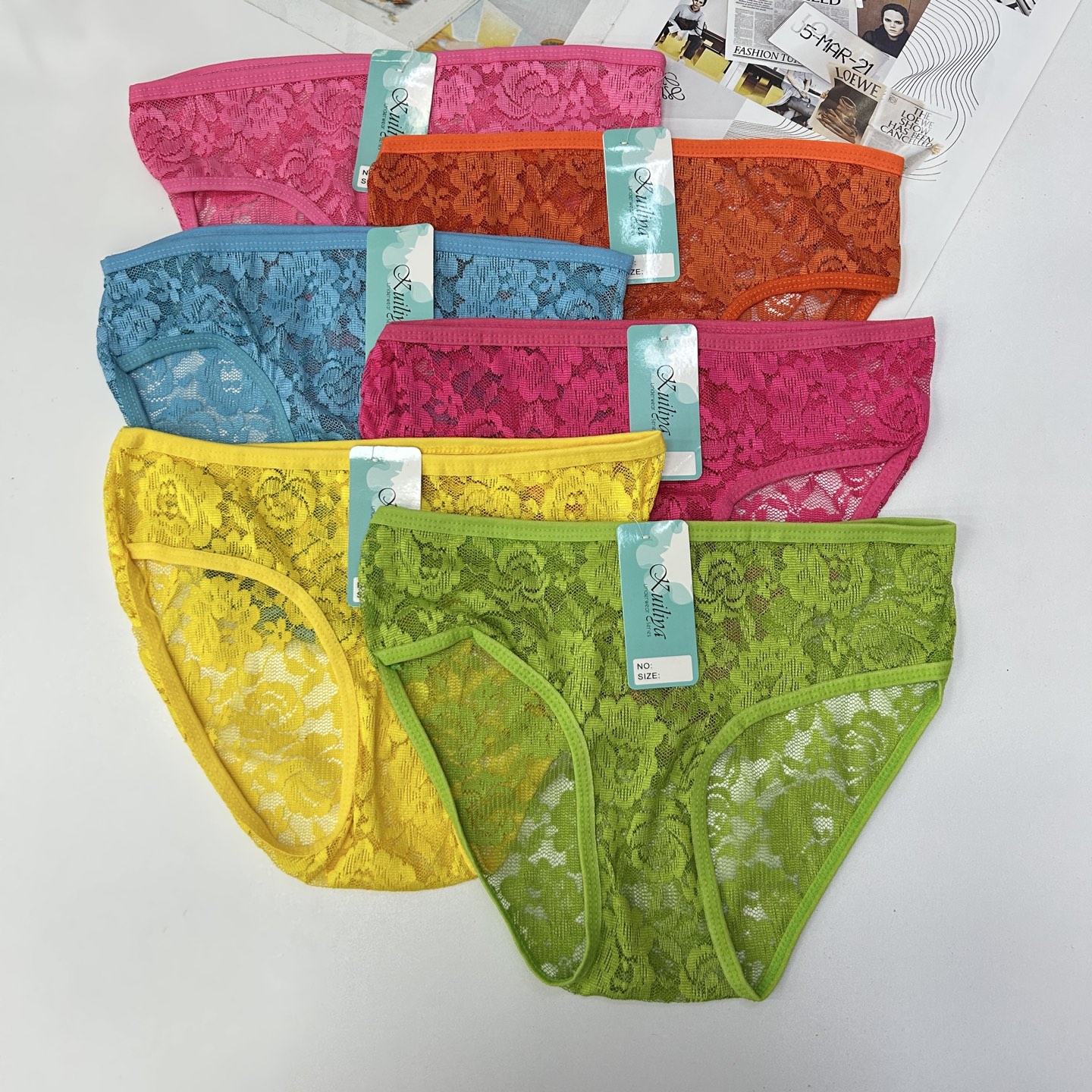 DD-W-2801#L Girls' underwear for export to the Middle East and Africa, children's underwear with lace trim, solid color flower embroidery, comfortable children's underwear, QNL Item Picture