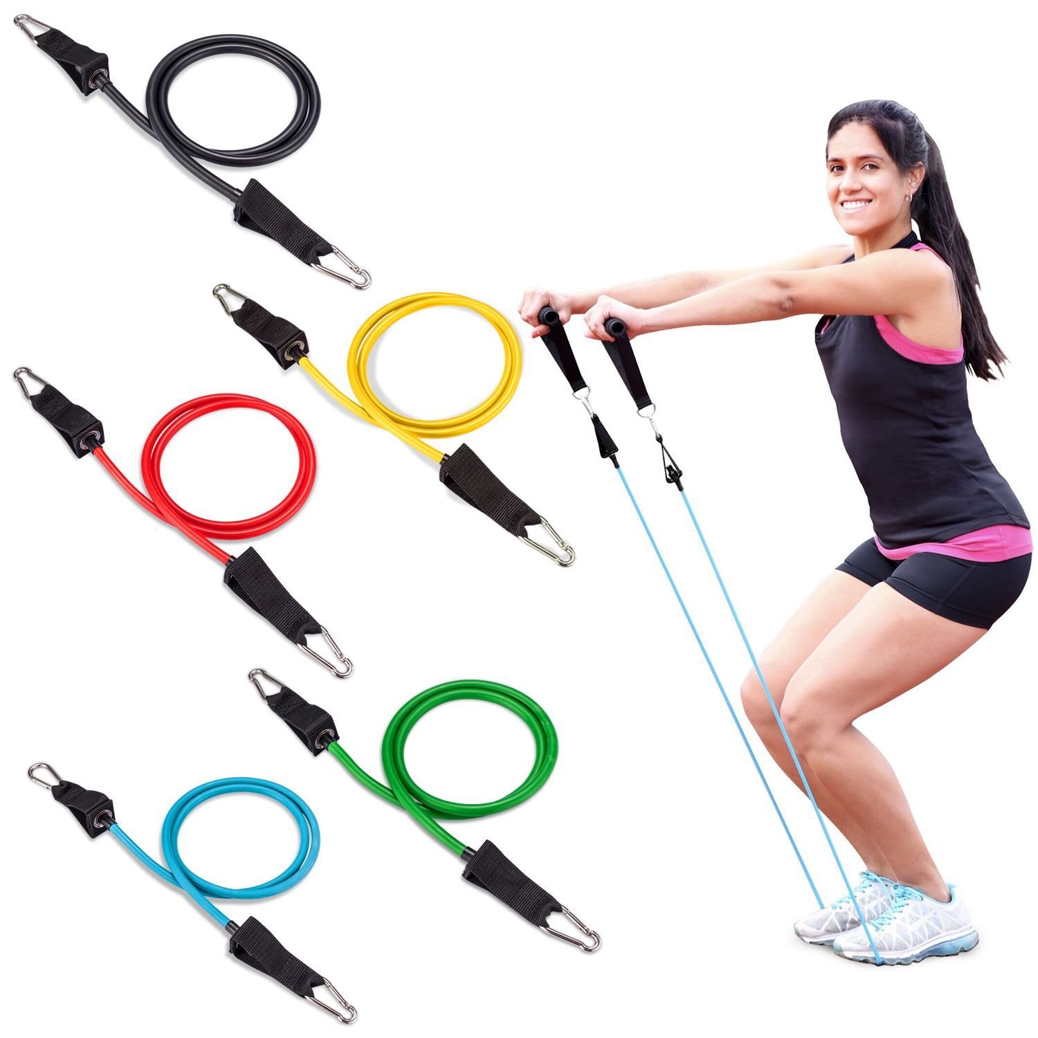 Multi-functional fitness elastic rope set, sports equipment, foot pedal resistance band, grip strength band, rubber elastic band, fitness tensile band, portable natural latex tube resistance elastic tensile fitness yoga training set details Picture