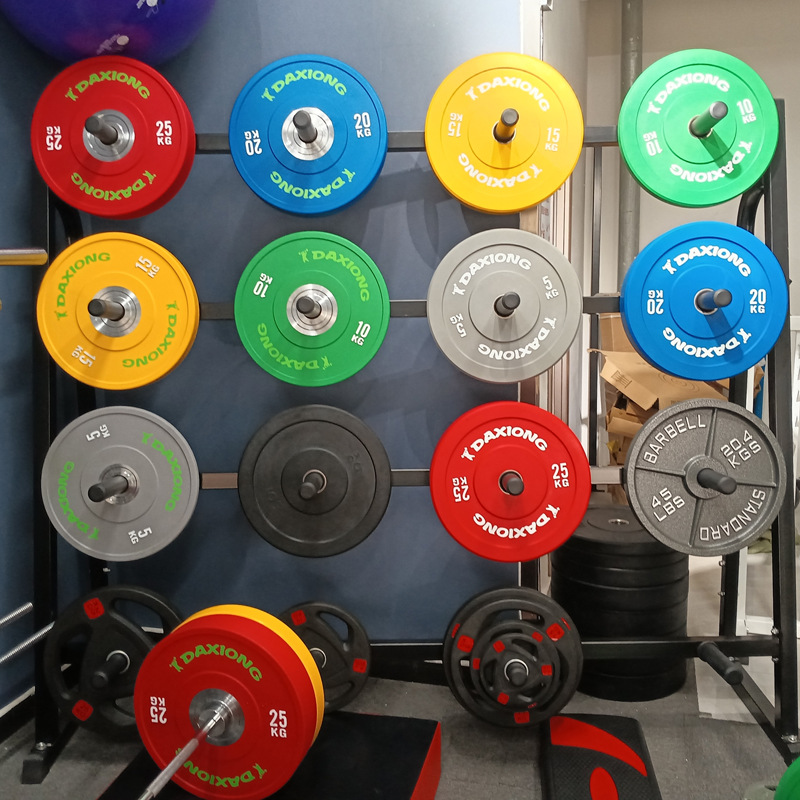 Colorful full rubber barbell plates, dumbbells, home barbell set, customizable logo, fitness equipment plates, color film, silent, 5kg-25kg Specification image