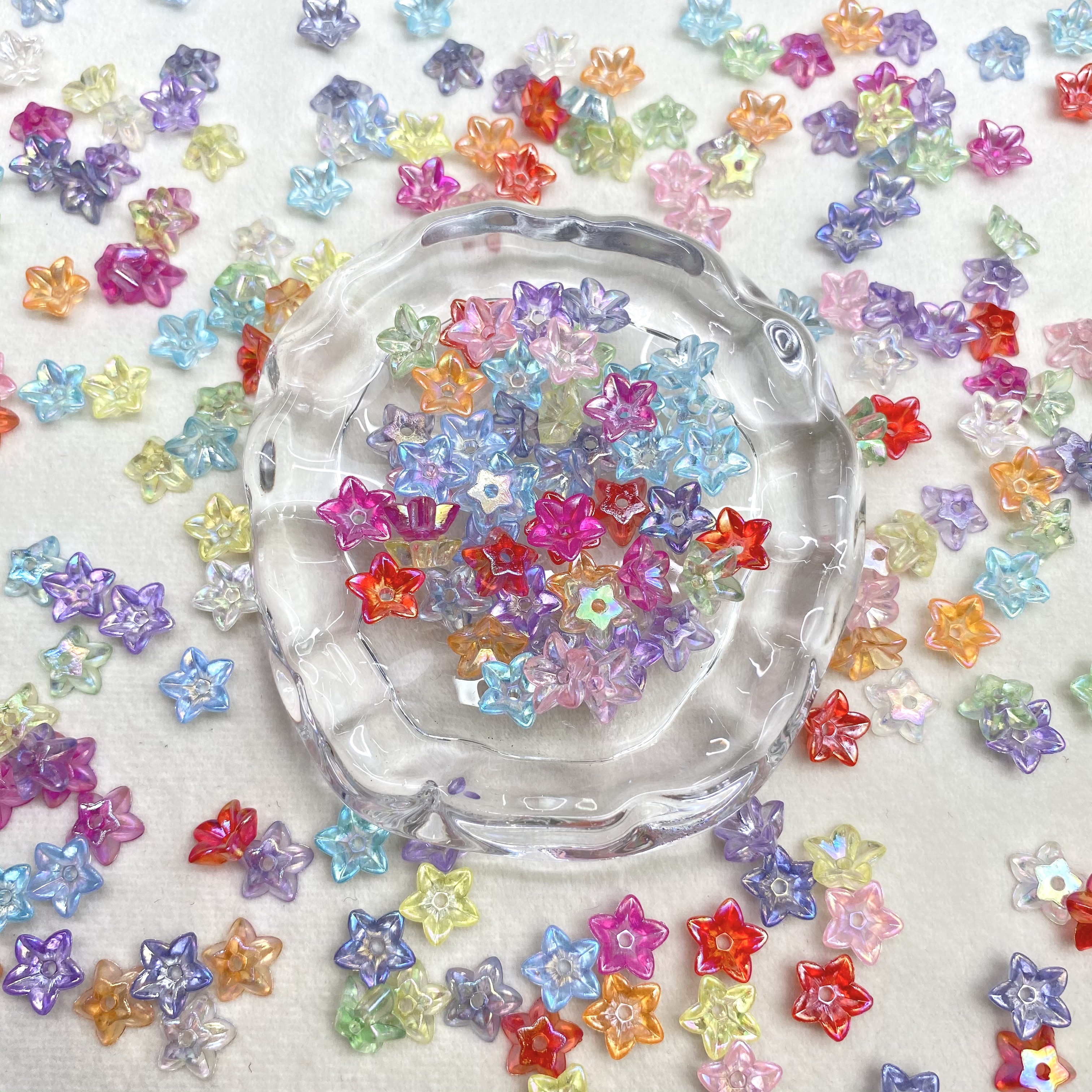 Acrylic flat ab five-petal flower diy/ Mobile phone chain flower stand ancient-style hairpin flower headwear accessory materials Item Picture