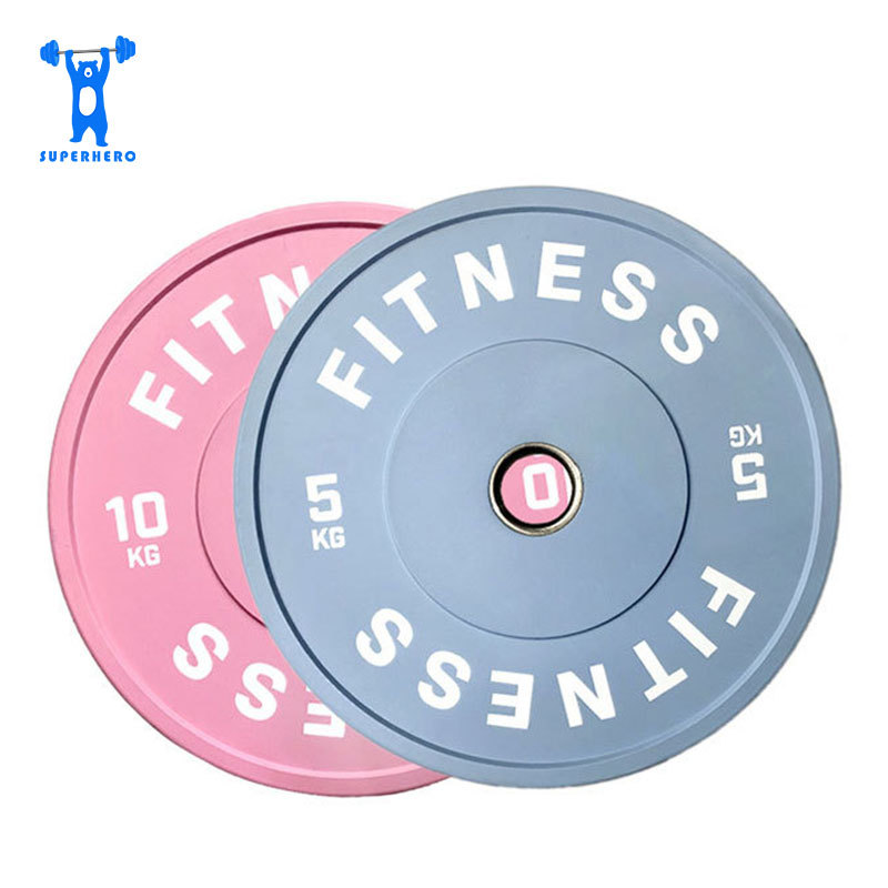 马卡龙色全胶片健身杠铃片蓝色5KG粉色10KG绿色15KG橙色20KG紫色25KG细节图