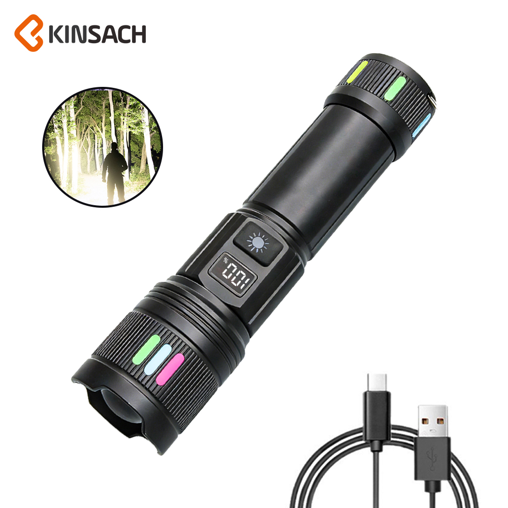 LED手电筒照明灯铝合金伸缩聚焦便携手电筒多用途照明工具户外应急灯