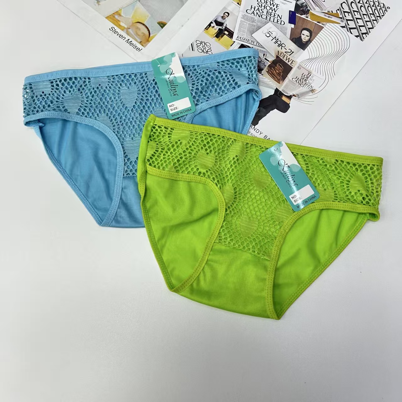 DD-X-2802#L girls' underwear for export to the Middle East and Africa, children's underwear with hollowed-out lace trim, solid color flower embroidery, comfortable children's underwear, QNL details Picture