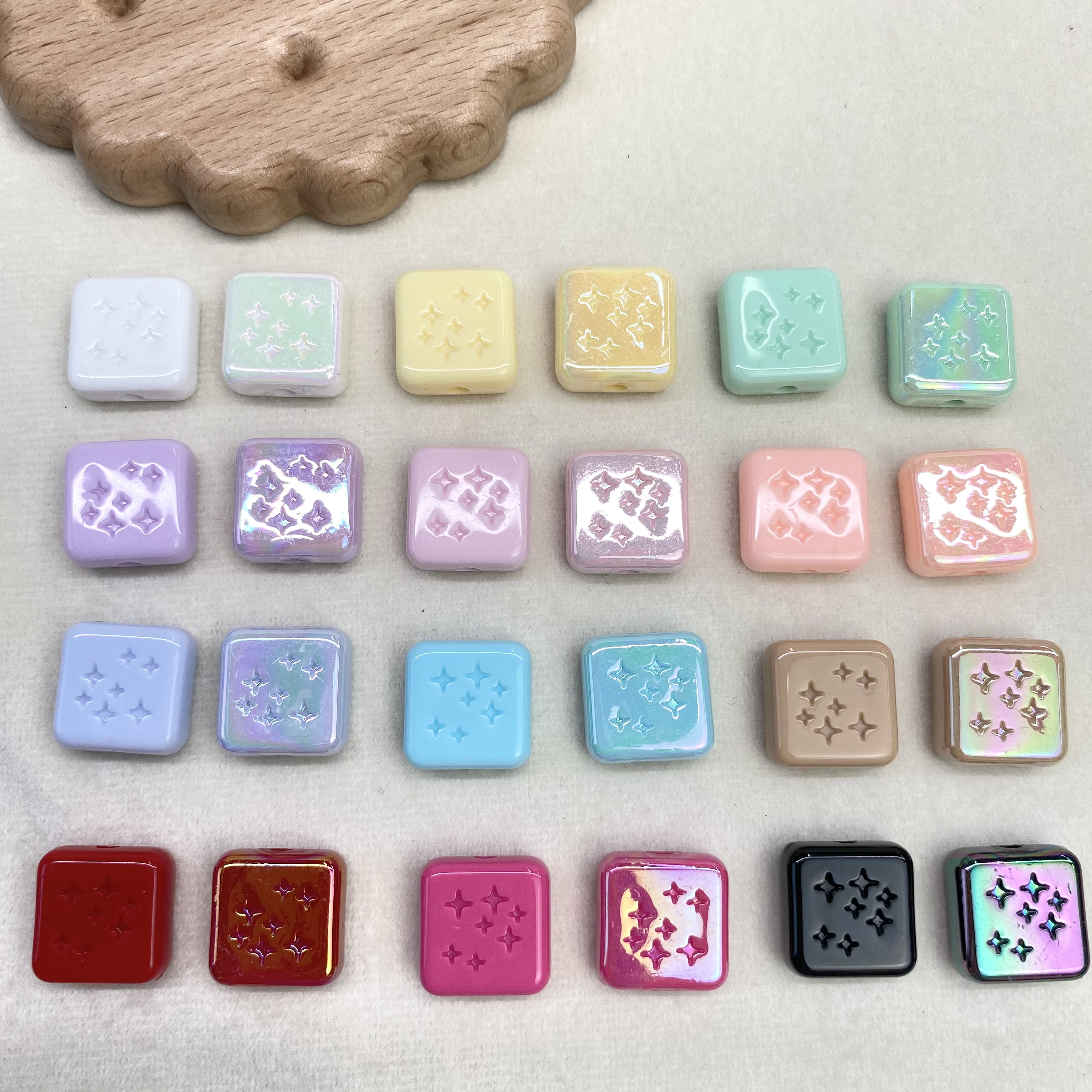 Acrylic solid color ab color-plated star square diy/ mobile phone chain, beaded bag, pendant, keychain, accessory materials details Picture