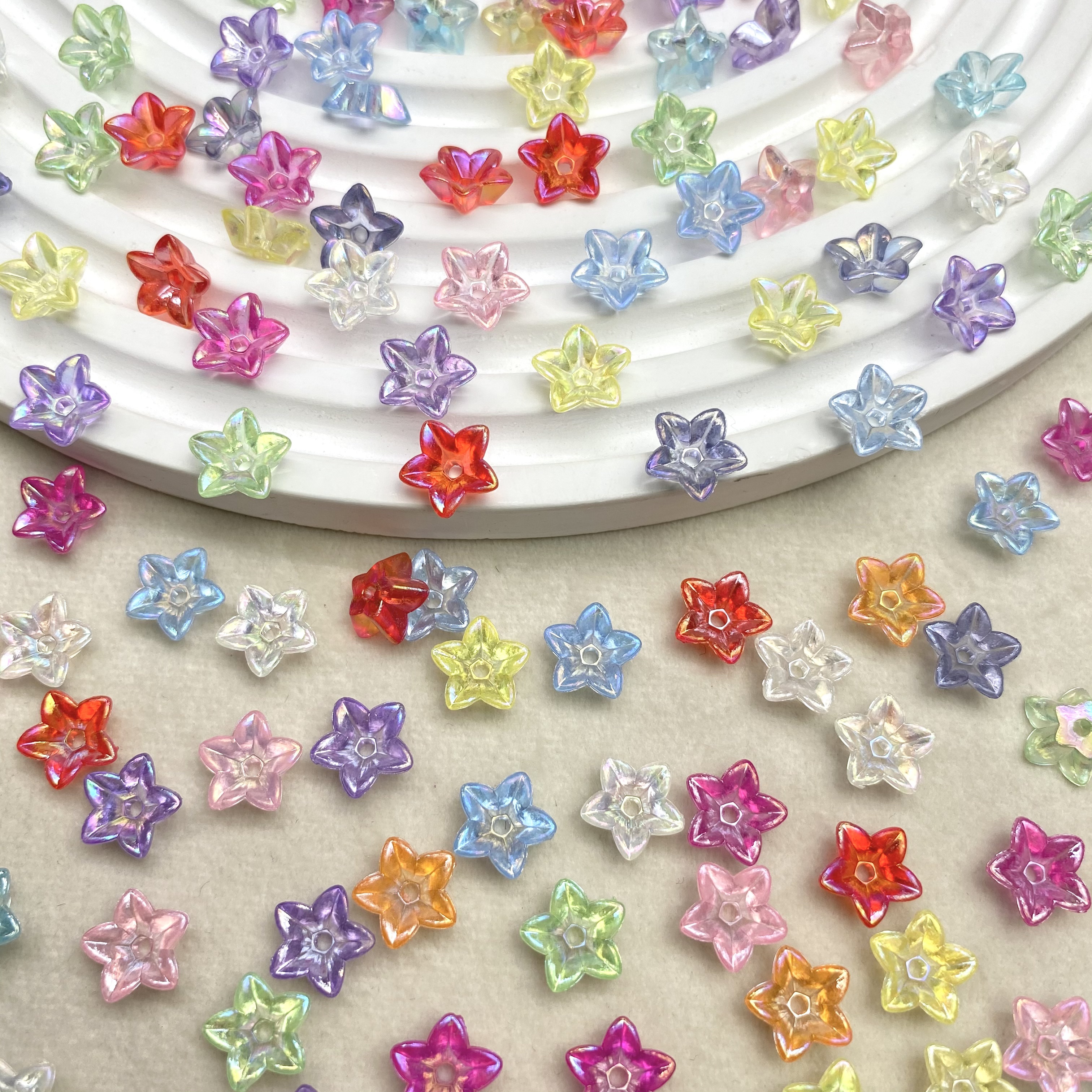 Acrylic flat ab five-petal flower diy/ Mobile phone chain flower stand ancient-style hairpin flower headwear accessory materials