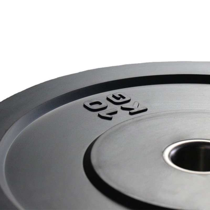 Factory direct sale of black full rubber barbell plates in stock, kilogram weight thickened large-hole rubber full-weight competition plates, 5kg-25kg Application Scenario
