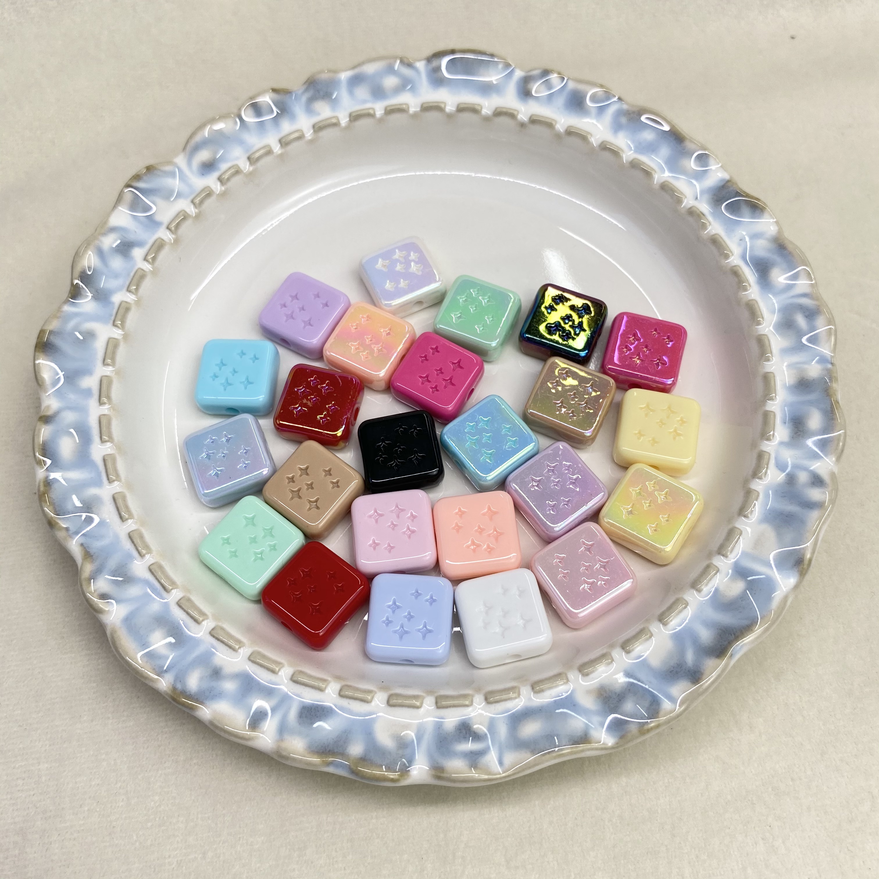 Acrylic solid color ab color-plated star square diy/ mobile phone chain, beaded bag, pendant, keychain, accessory materials Specification image