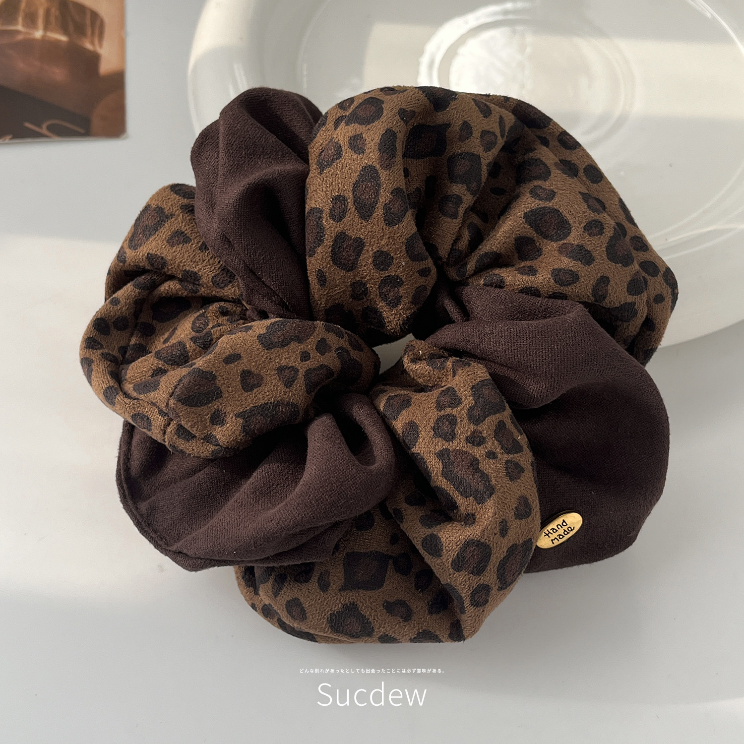 Leopard print suede fleece mobius strip large intestine hair band accessory