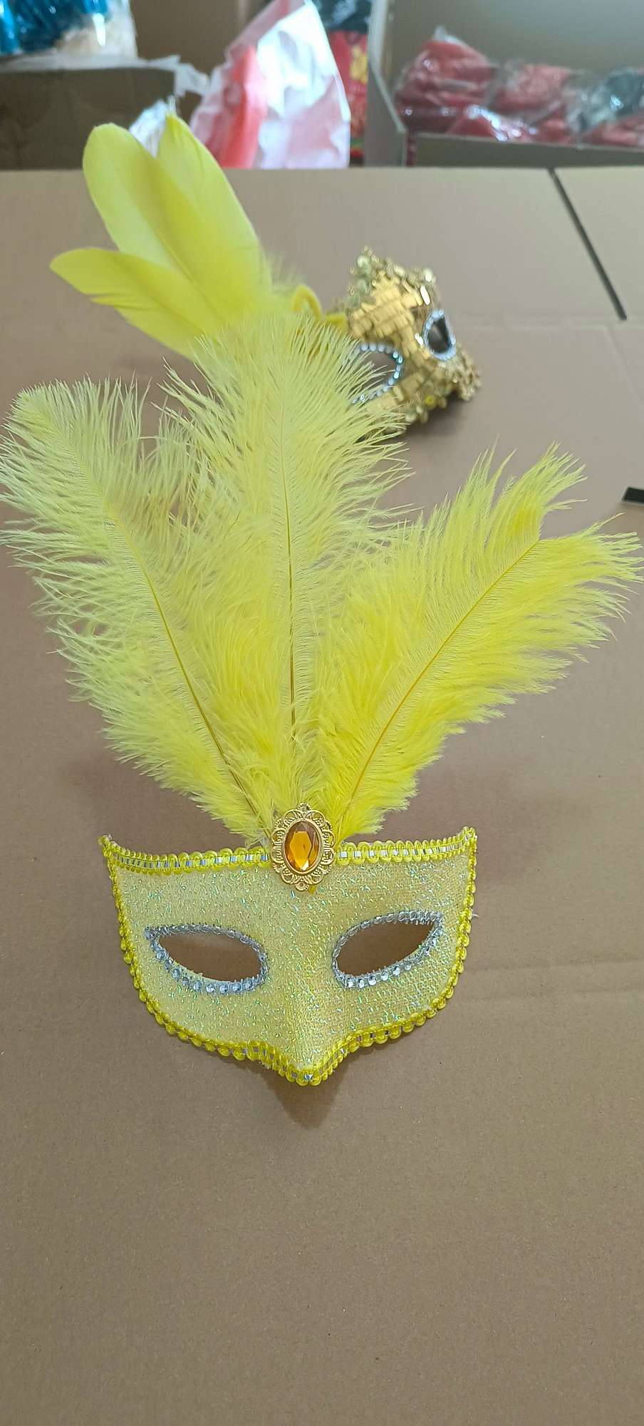 鸵鸟毛面具   羽毛面具 彩色面具 网红配饰 金黄色面具情趣用品