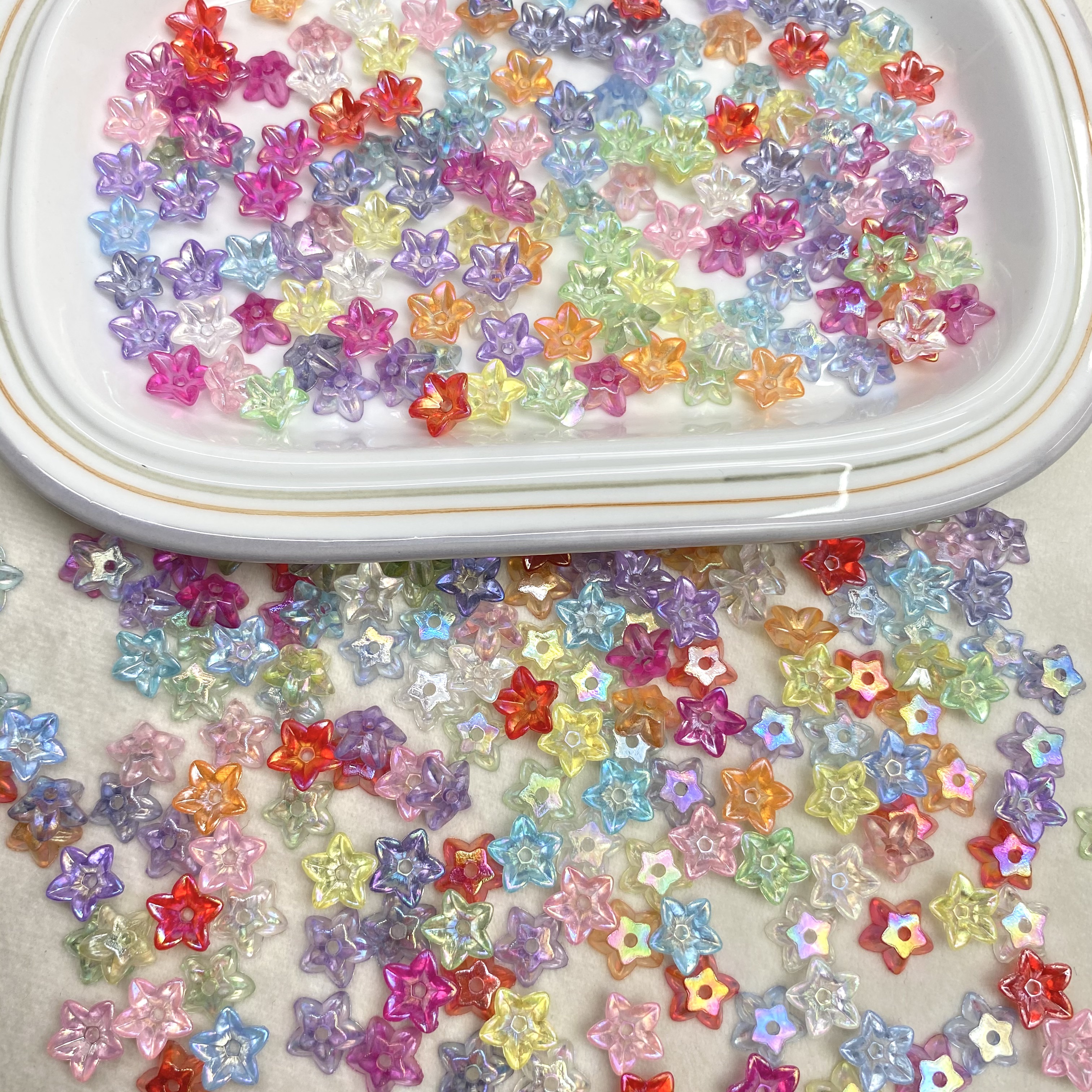 Acrylic flat ab five-petal flower diy/ Mobile phone chain flower stand ancient-style hairpin flower headwear accessory materials Specification image
