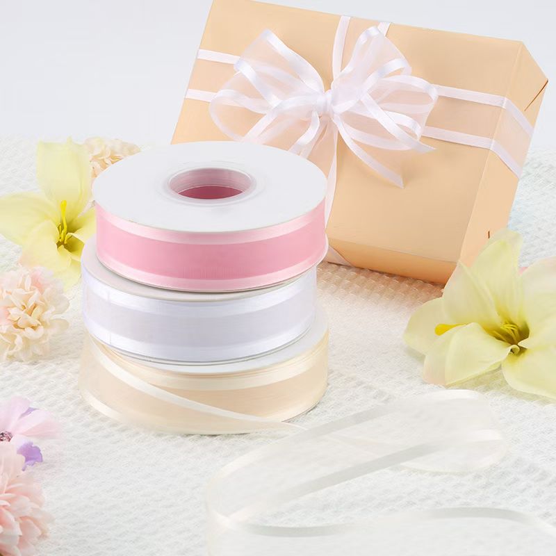 Ribbon cake baking packaging, webbing, flower gift packaging, diy handicraft, ribbon bow, textile leather accessories, gradient webbing, ribbon bow decoration, handicraft materials, multi-color webbing Application Scenario
