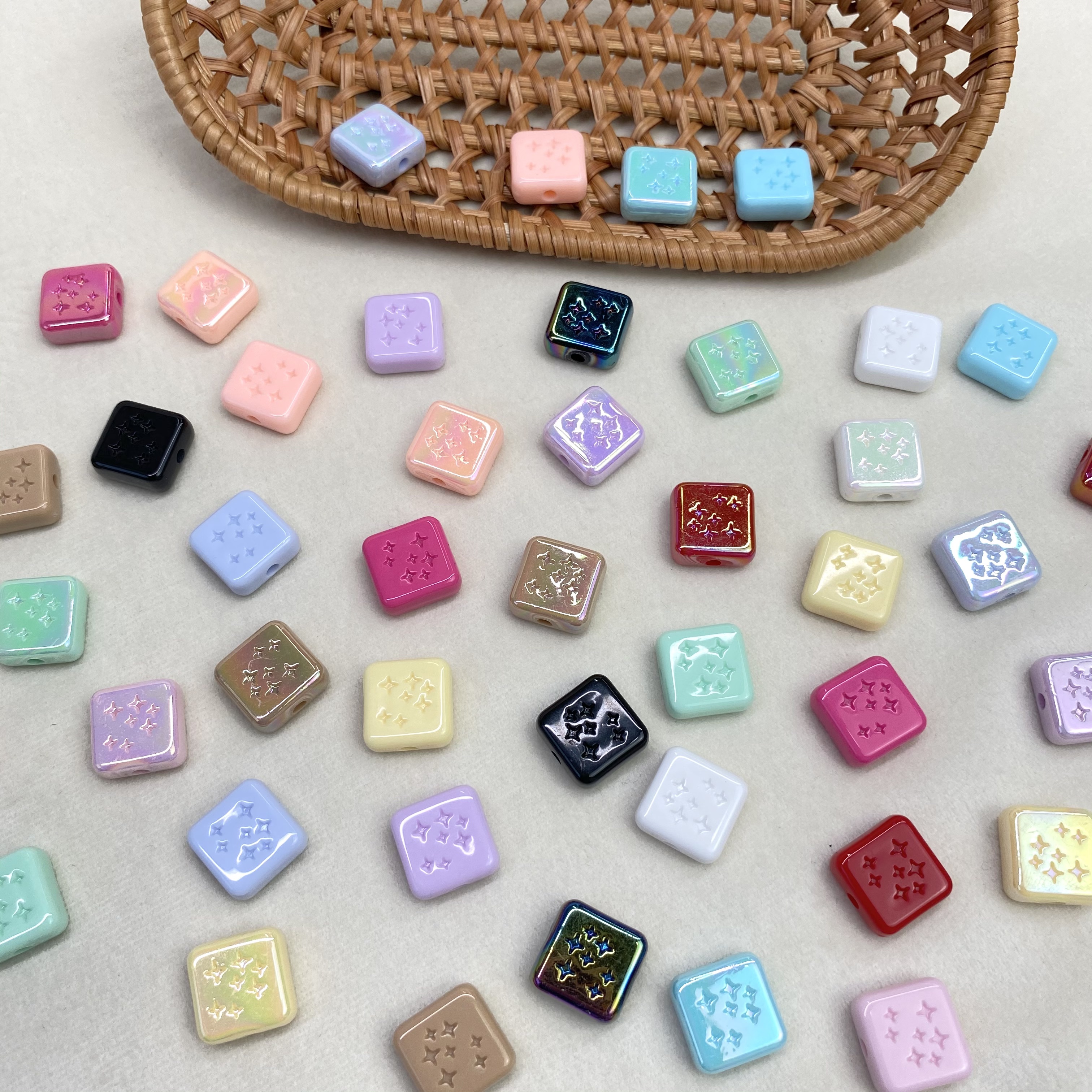 Acrylic solid color ab color-plated star square diy/ mobile phone chain, beaded bag, pendant, keychain, accessory materials Item Picture