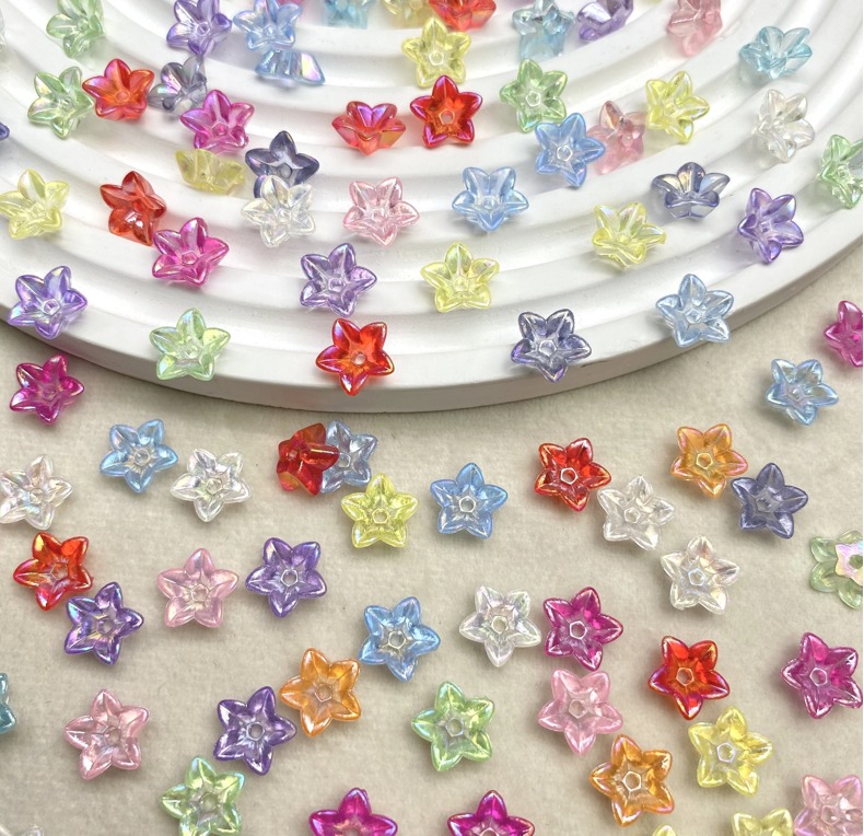 Acrylic flat ab five-petal flower diy/ Mobile phone chain flower stand ancient-style hairpin flower headwear accessory materials pic 1