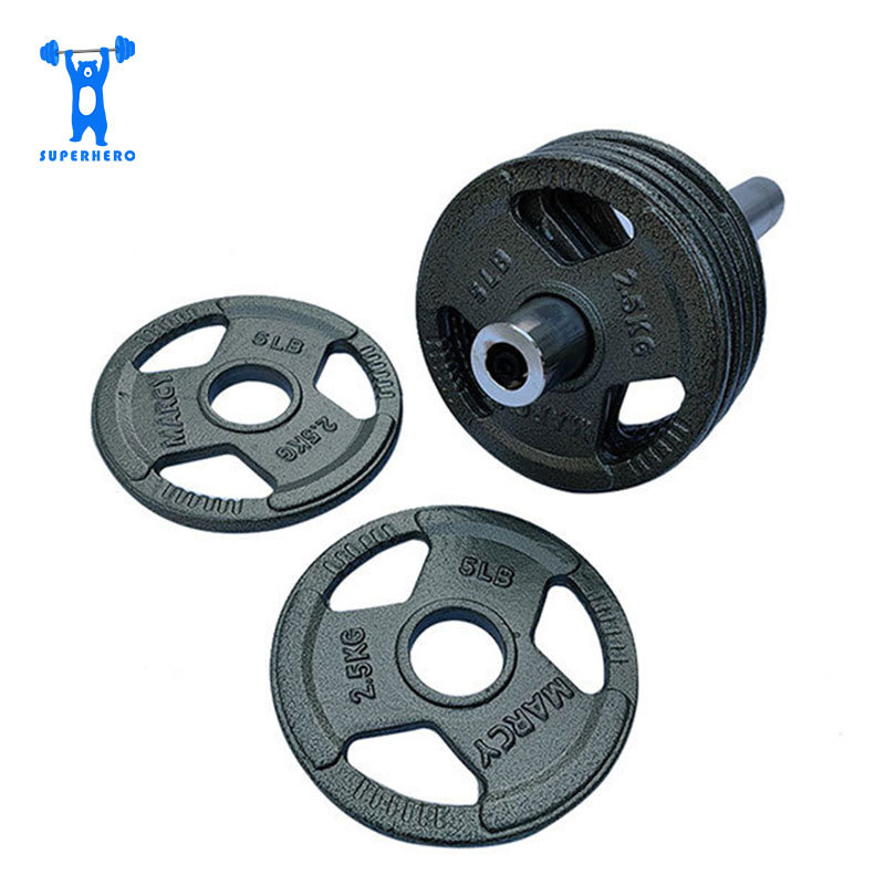 Large-hole painted barbell plate set, 1.25-20KG weightlifting home fitness equipment set, dumbbell muscle building details Picture