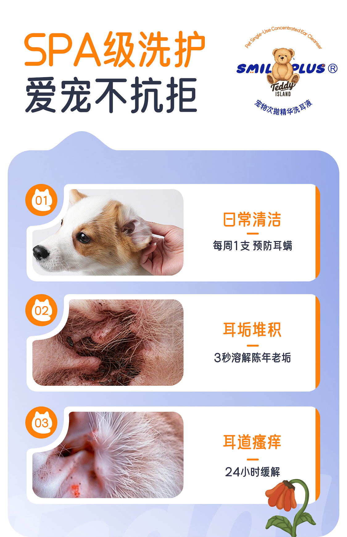 【开颜】联名款宠物次抛精华滴耳液抑菌除螨猫狗耳螨洗耳温和不刺激详情13