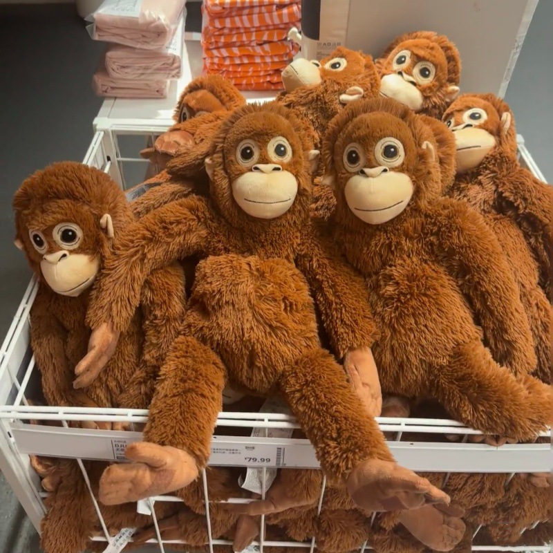 Cross-border gorilla plush toys, simulated monkey animal dolls, cloth dolls, red gorilla hands and feet can be pasted detail image 5