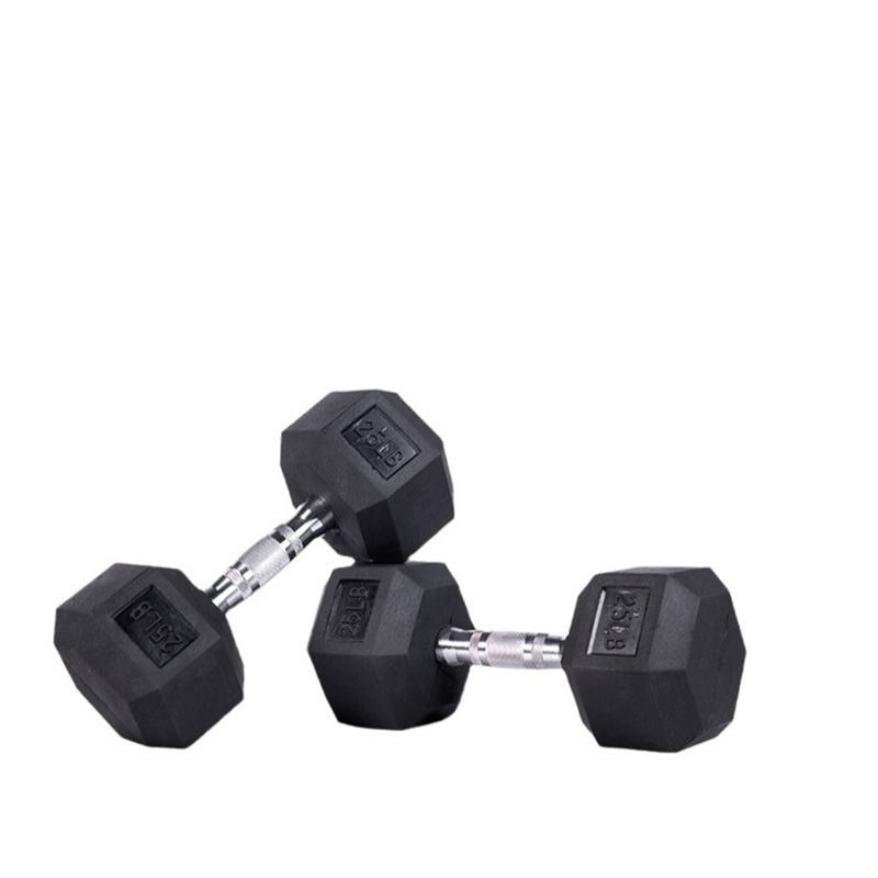 Hexagonal rubber-coated dumbbells for men and women, yoga gym training equipment, 2.5kg-50kg rubber bags, cross-border fixed Application Scenario