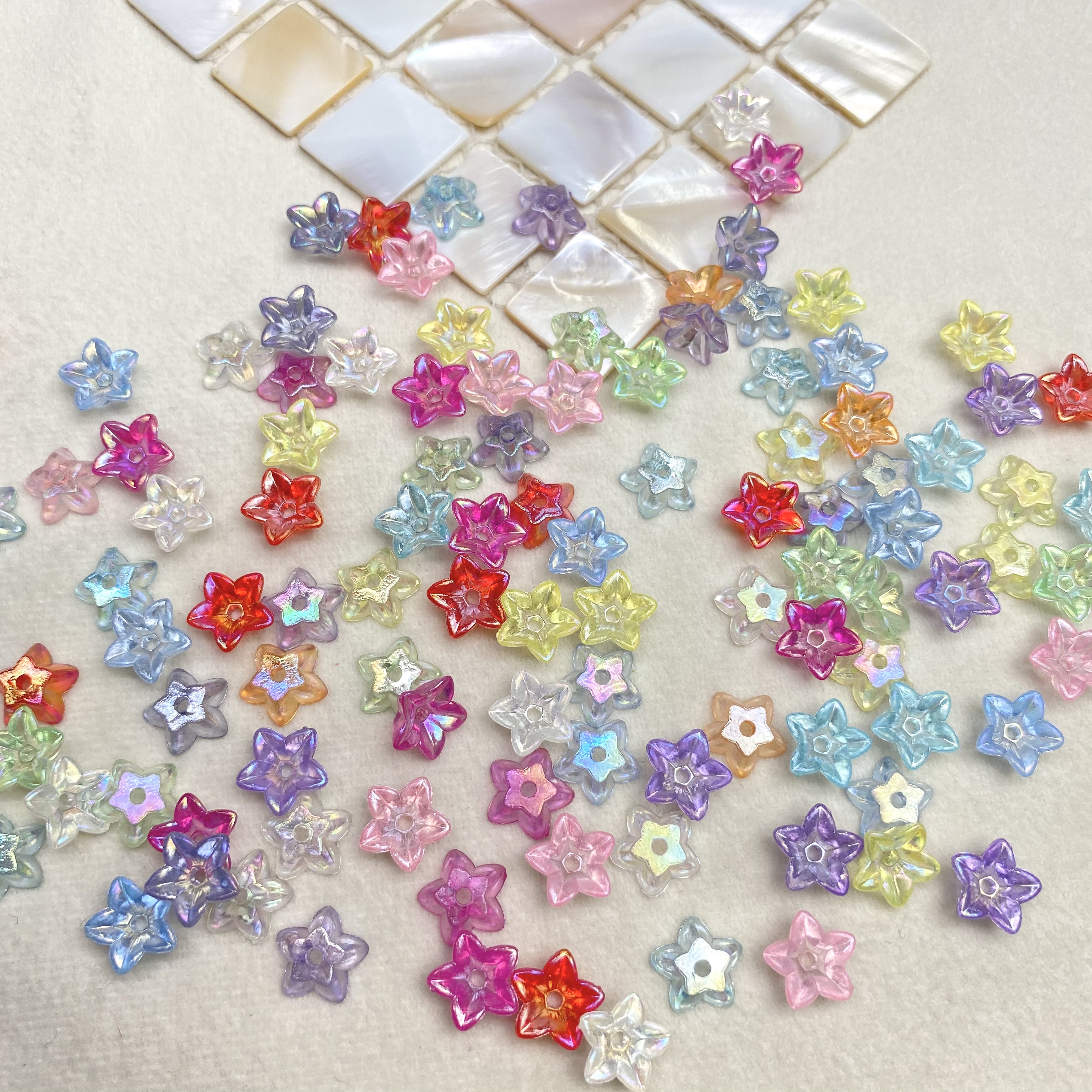 Acrylic flat ab five-petal flower diy/ Mobile phone chain flower stand ancient-style hairpin flower headwear accessory materials details Picture