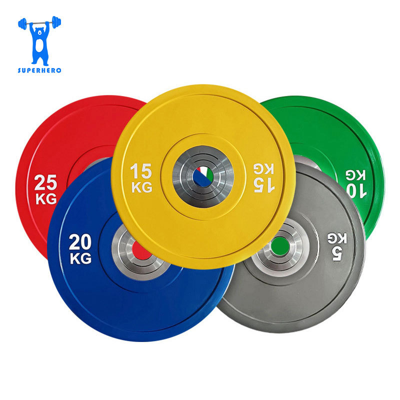 Colorful full rubber barbell plates, dumbbells, home barbell set, customizable logo, fitness equipment plates, color film, silent, 5kg-25kg