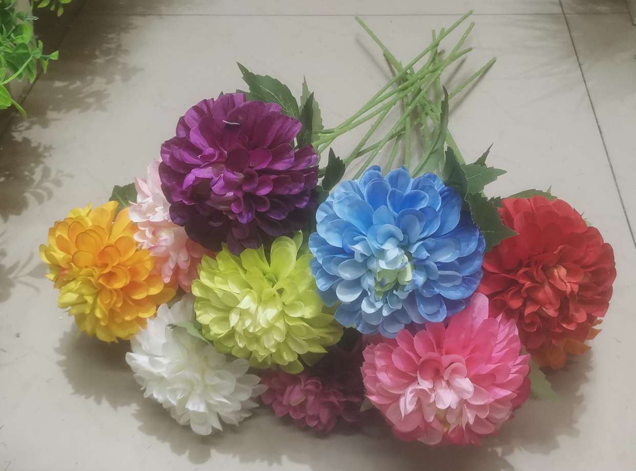 新款仿真单支卷筒菊  高支仿真花 装饰工程花 菊花类 