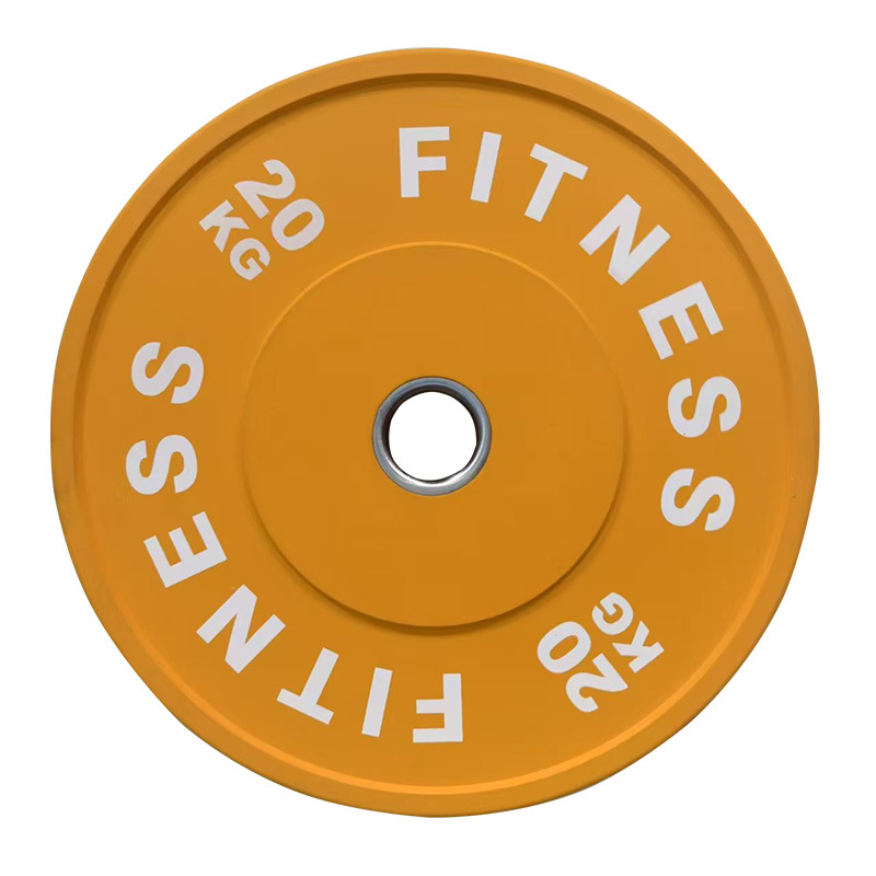 马卡龙色全胶片健身杠铃片蓝色5KG粉色10KG绿色15KG橙色20KG紫色25KG白底实物图