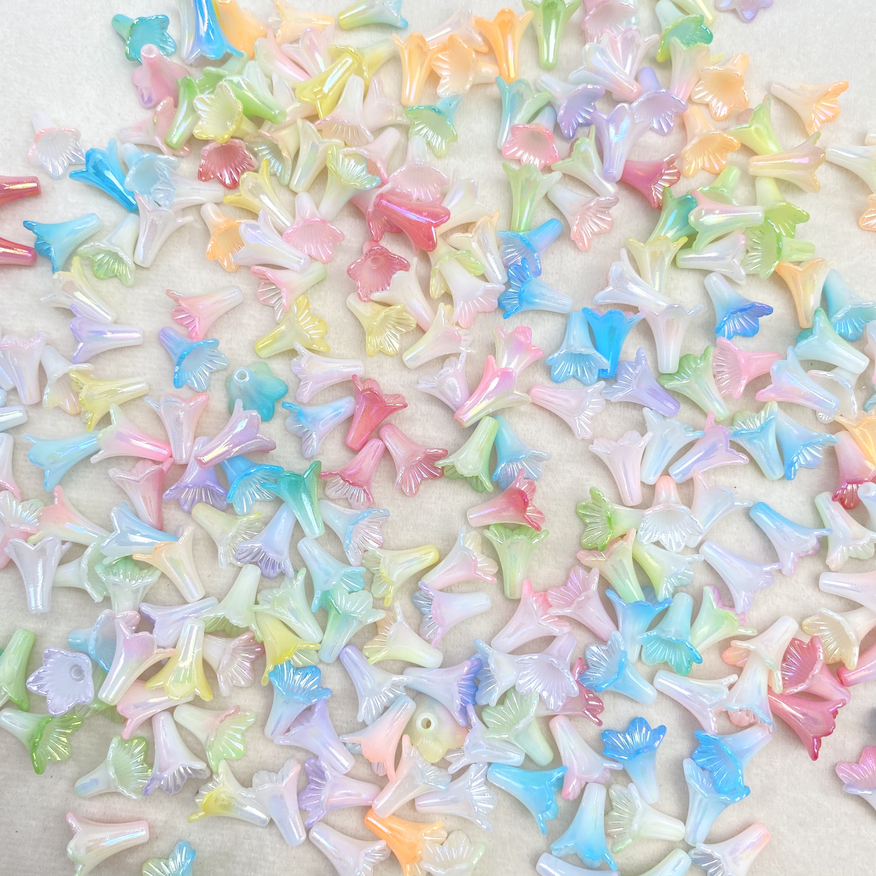 Acrylic two-color small vertical hole morning glory diy/ Ancient-style hairpin flower accessory materials, bag pendant materials wholesale