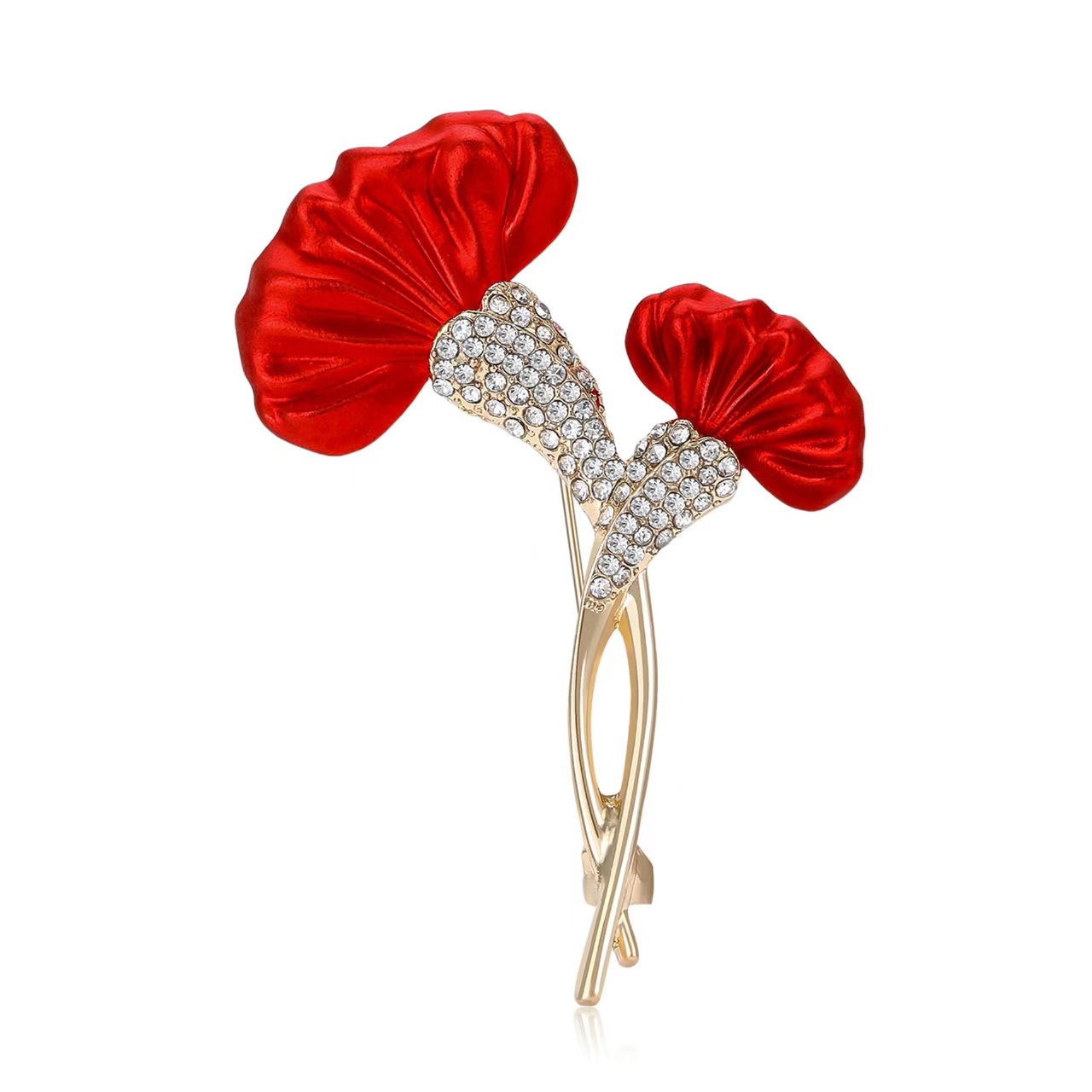 Korean-style fashionable and elegant diamond-encrusted carnation brooch, high-end and niche plant pin, women's clothing accessory brooch pic 2