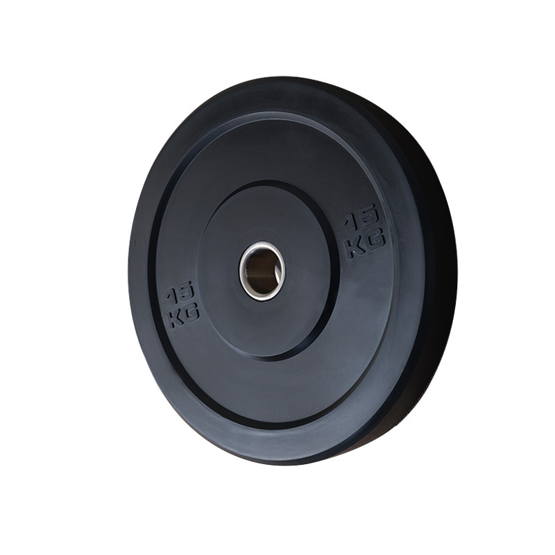 Factory direct sale of black full rubber barbell plates in stock, kilogram weight thickened large-hole rubber full-weight competition plates, 5kg-25kg