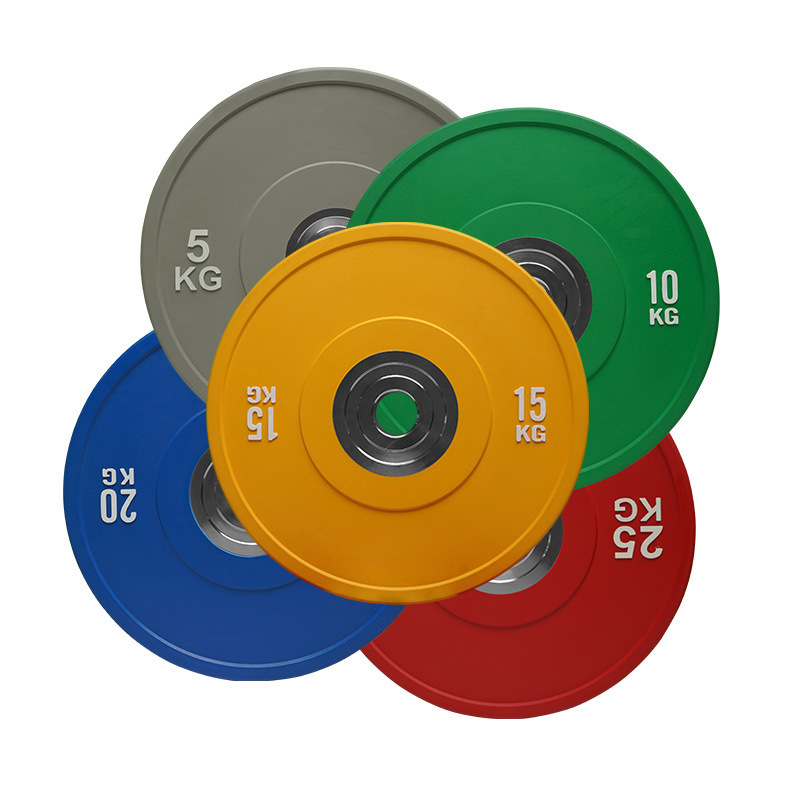 Colorful full rubber barbell plates, dumbbells, home barbell set, customizable logo, fitness equipment plates, color film, silent, 5kg-25kg Item Picture