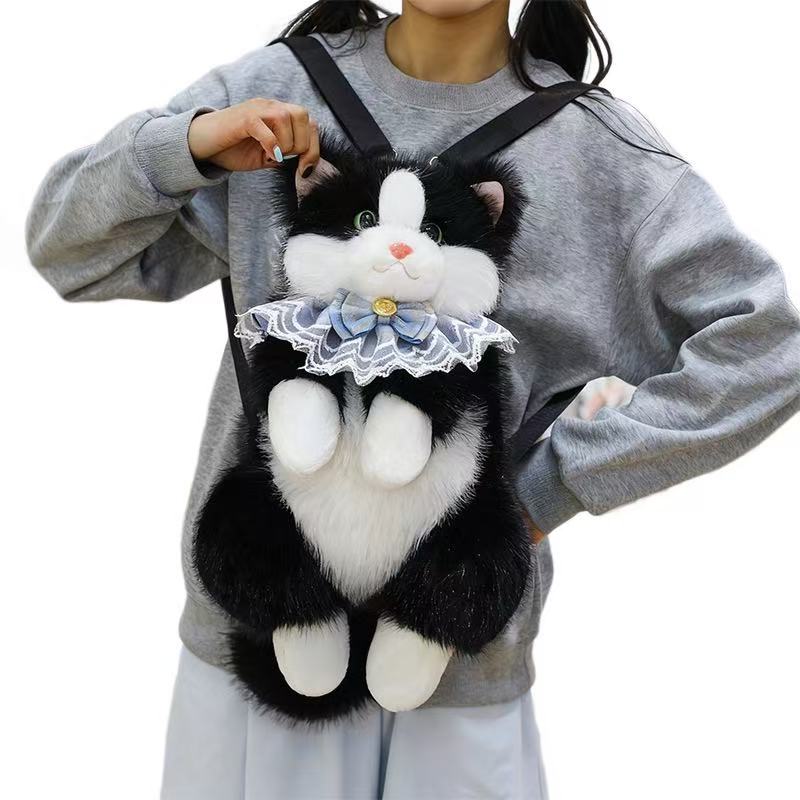 可爱猫咪背包布偶猫公仔双肩仿真猫毛绒玩具包包