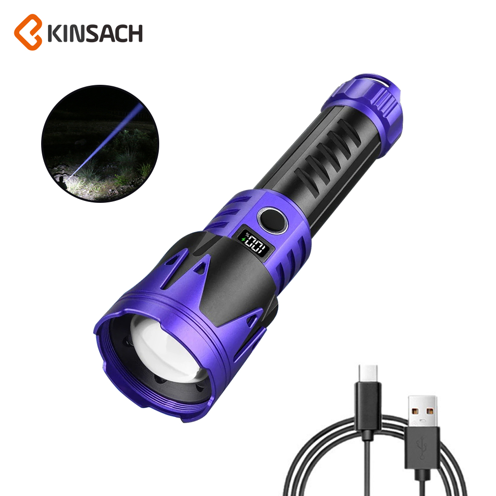 LED手电筒照明灯铝合金伸缩聚焦便携手电筒户外应急灯多用途照明工具