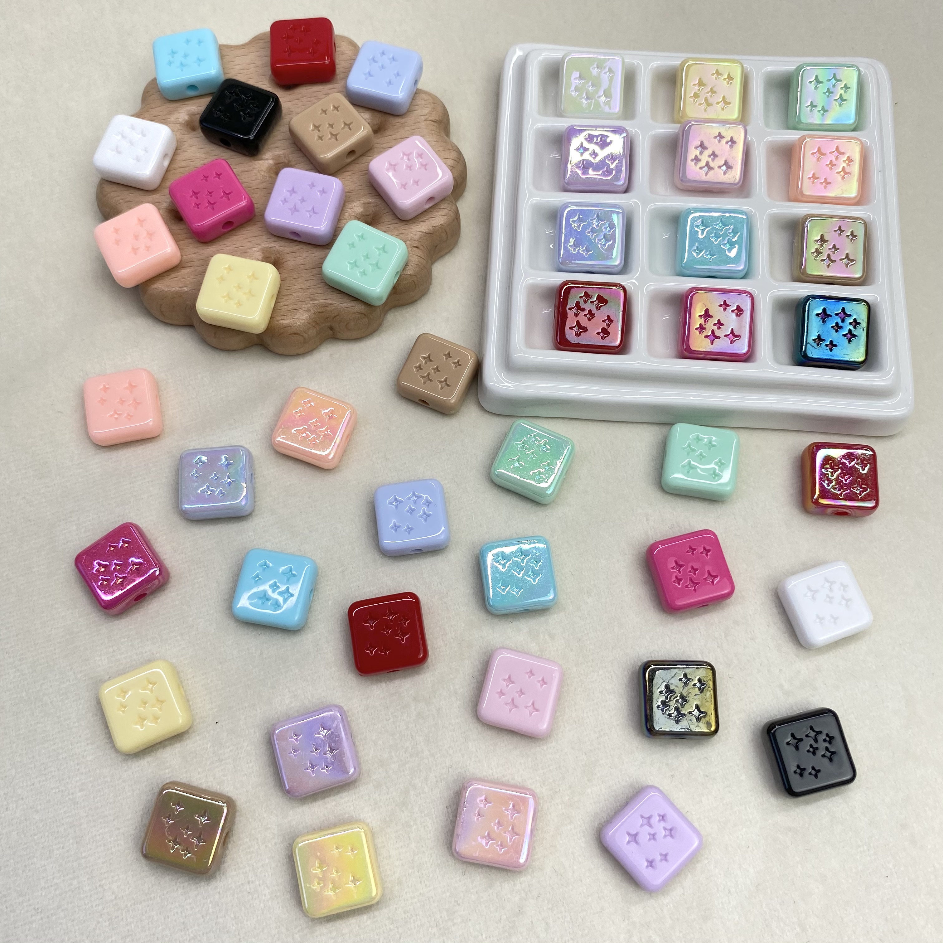 Acrylic solid color ab color-plated star square diy/ mobile phone chain, beaded bag, pendant, keychain, accessory materials Application Scenario