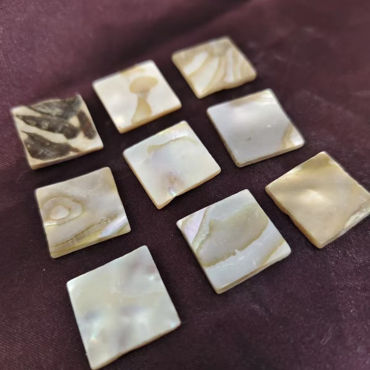  带皮贝壳片diy饰品配件长宽15mm方块创意雕刻镶嵌装饰材料