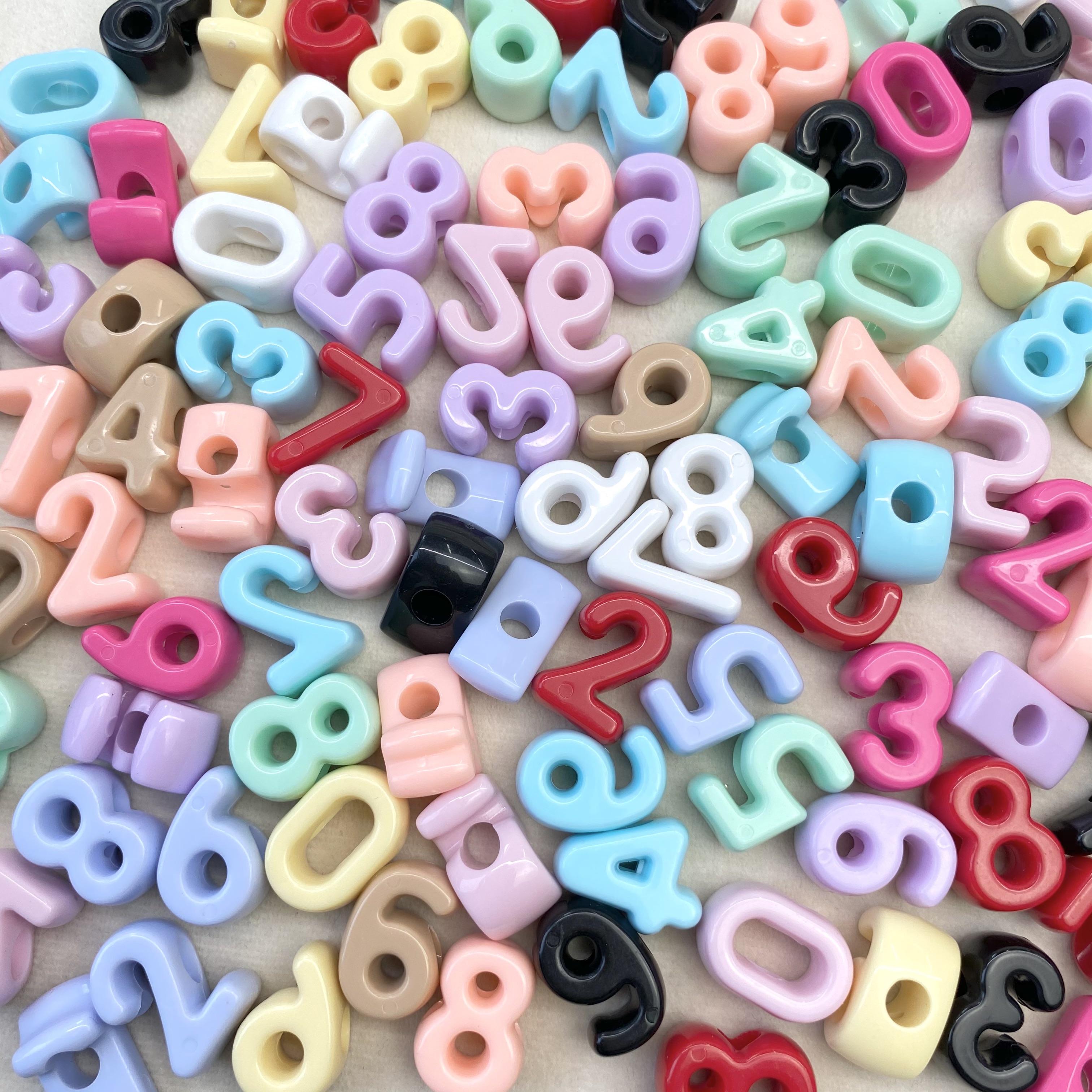 diy acrylic solid color digital large-hole beads/mobile phone chain vertical hole string beads, keychain accessory materials, loose beads wholesale details Picture