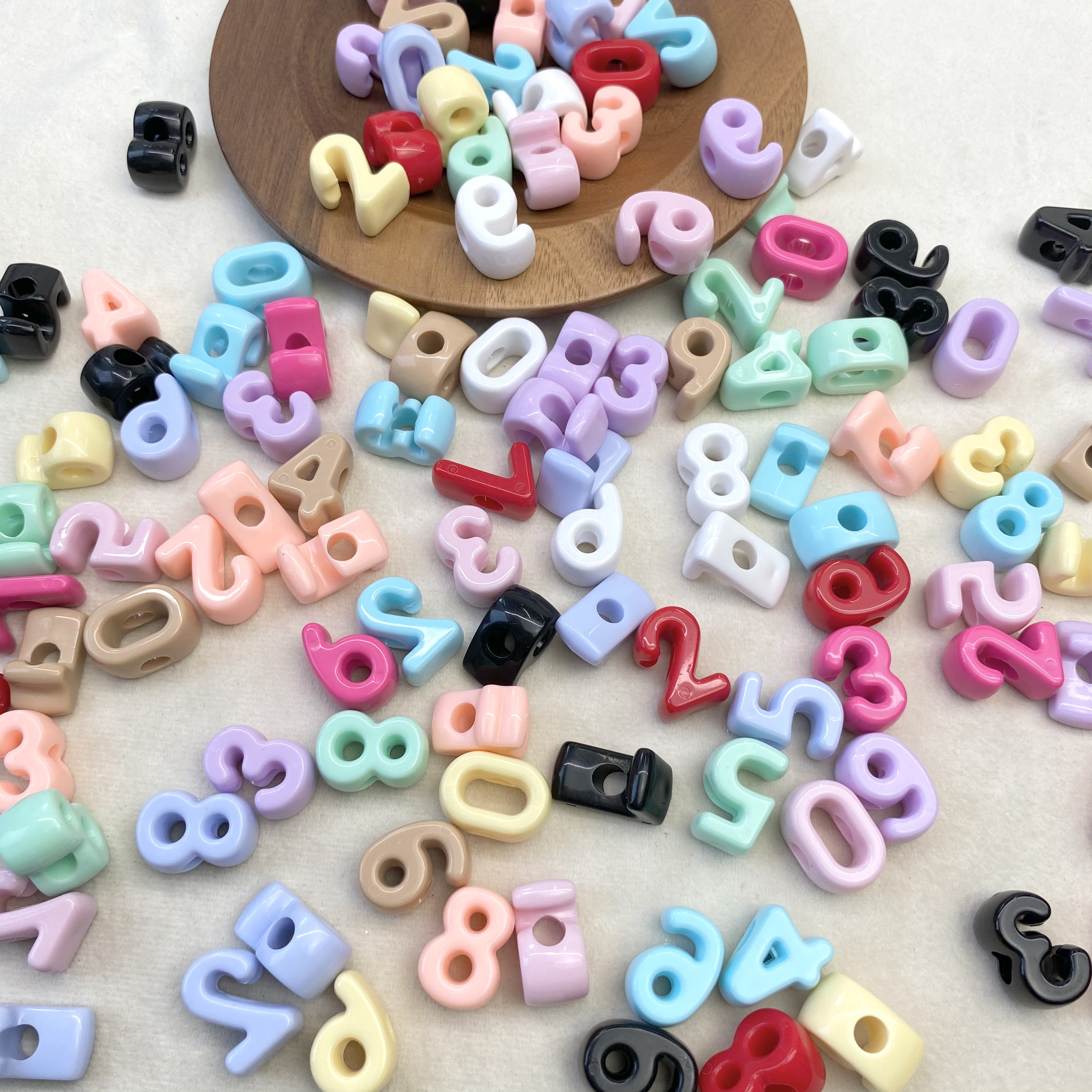 diy acrylic solid color digital large-hole beads/mobile phone chain vertical hole string beads, keychain accessory materials, loose beads wholesale
