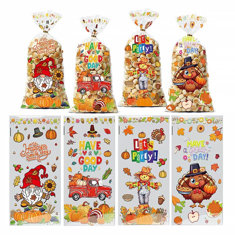 跨境原创感恩节糖果包装袋OPP平口袋派对礼品袋感恩节爆米花袋子