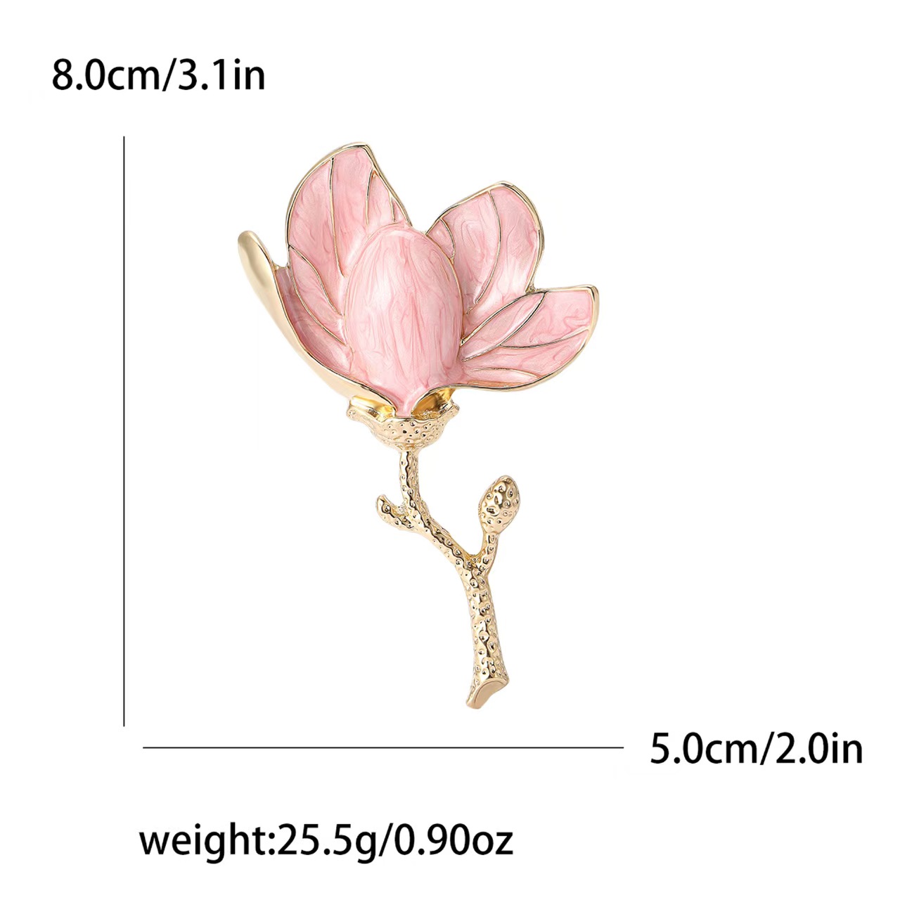 New Korean version alloy enamel magnolia flower brooch, a fresh and versatile lady's suit shirt brooch accessory Specification image