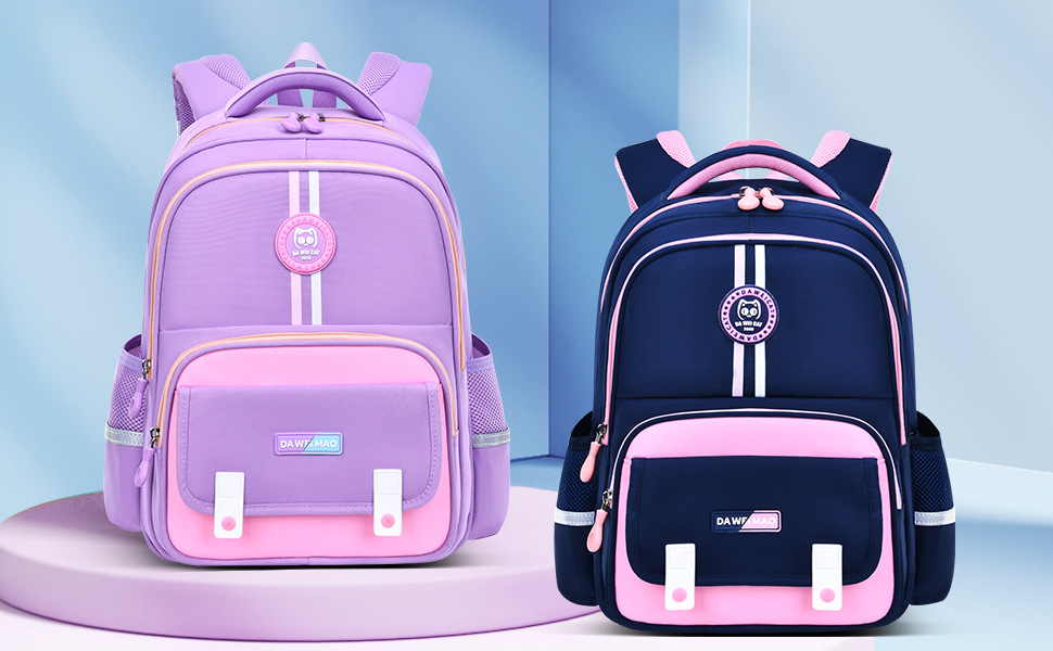 2026 Fashionable and simple two-color children's casual backpack, waterproof and wear-resistant, large capacity, large-tailed cat back protection and burden reduction for primary school students from grades 1 to 6 detail image 2