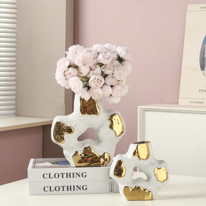 Creativo minimalista viento jarrones cerámicos pétalos decoración objetos florales hotel basalto mesa de comedor objetos florales Item Picture